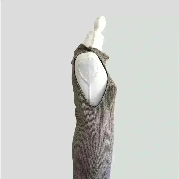 TOPSHOP Beige/Gray Heathered Knit Bodycon Sleeveless Dress Size 10 - Picture 3 of 6